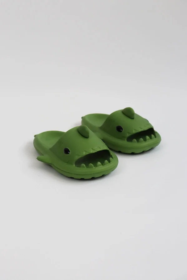 WG500 Köpekbalığı Haki Unisex Tam Ortopedik Terlik Shark Slides