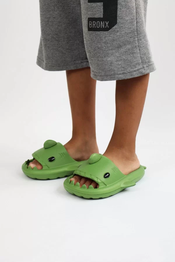 WG500 Köpekbalığı Haki Unisex Tam Ortopedik Terlik Shark Slides