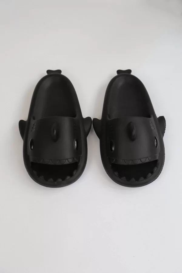 WG500 Köpekbalığı Siyah Unisex Tam Ortopedik Terlik Shark Slides