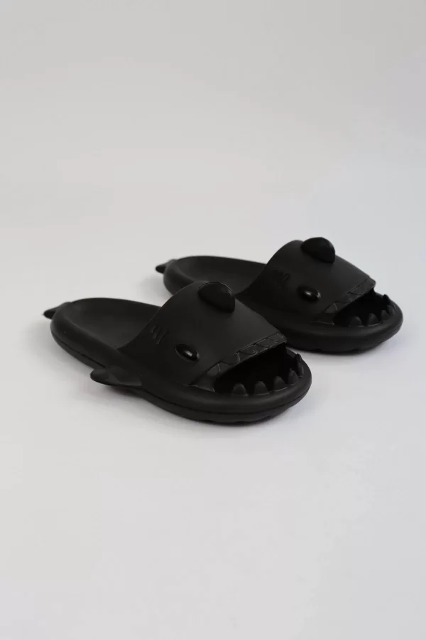 WG500 Köpekbalığı Siyah Unisex Tam Ortopedik Terlik Shark Slides