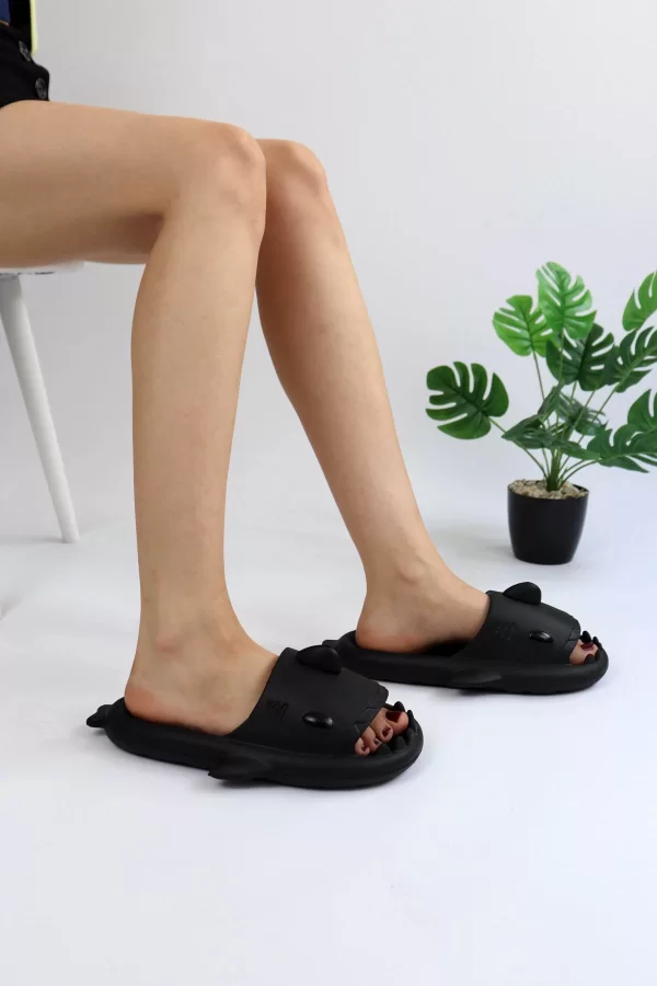WG500 Köpekbalığı Siyah Unisex Tam Ortopedik Terlik Shark Slides