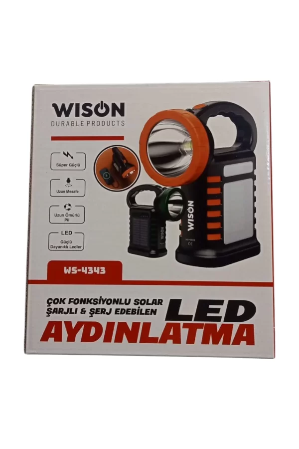 Wıson Ws-4343 Çok Fonksiyonlu Solar Şarjlı Powerbanklı Kamp Lambası