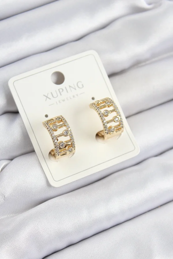 Xuping Zirkon Taşlı Çit Halka Model Gold Renk Kadın Küpe