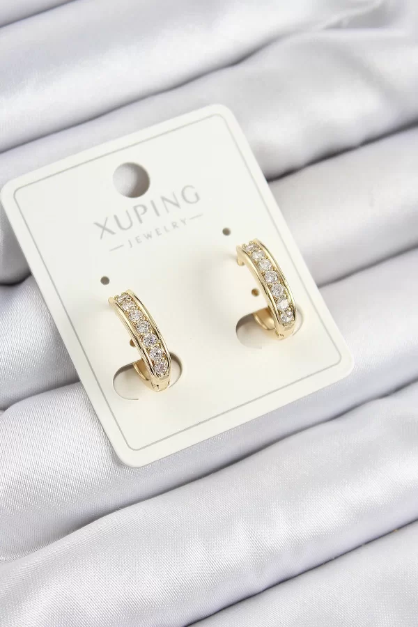 Xuping Zirkon Taşlı Halka Model Gold Renk Kadın Küpe