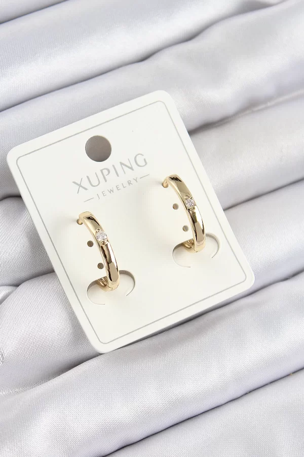 Xuping Zirkon Taşlı Oval Model Gold Renk Kadın Küpe
