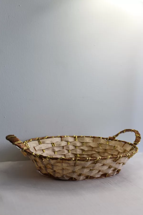 Yaldızlı Hasır Ekmek Sepeti Oval