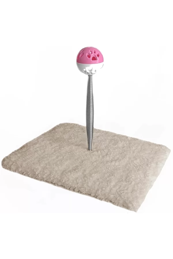 Yaylı Toplu Hacıyatmaz Kedi Aktivite Oyuncağı 16-20 cm Krem Rengi