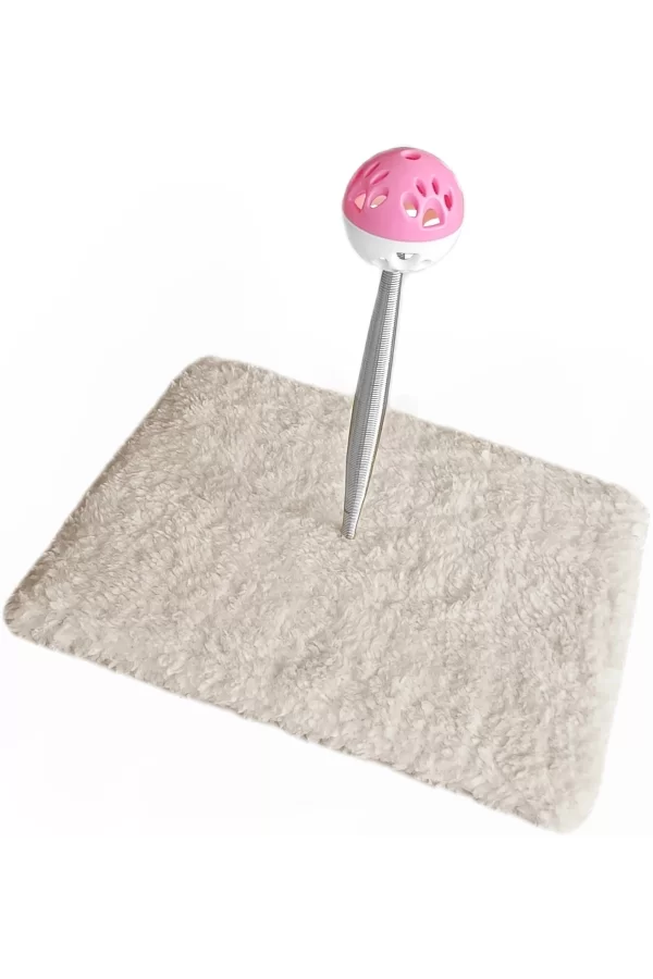 Yaylı Toplu Hacıyatmaz Kedi Aktivite Oyuncağı 16-20 cm Krem Rengi