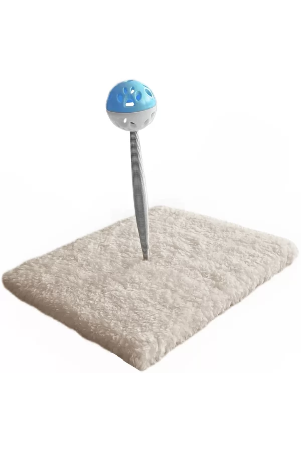 Yaylı Toplu Hacıyatmaz Kedi Aktivite Oyuncağı 16-20 cm Krem Rengi