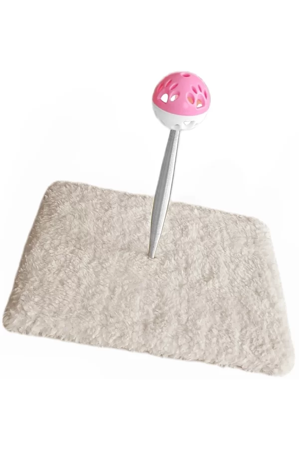 Yaylı Toplu Hacıyatmaz Kedi Aktivite Oyuncağı 16-20 cm Krem Rengi