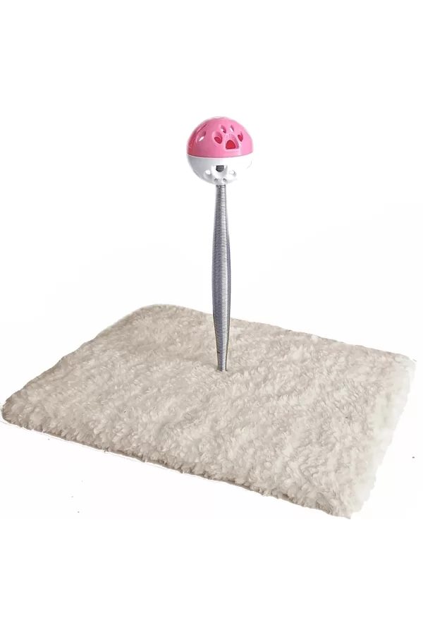 Yaylı Toplu Hacıyatmaz Kedi Aktivite Oyuncağı 16-20 cm Krem Rengi