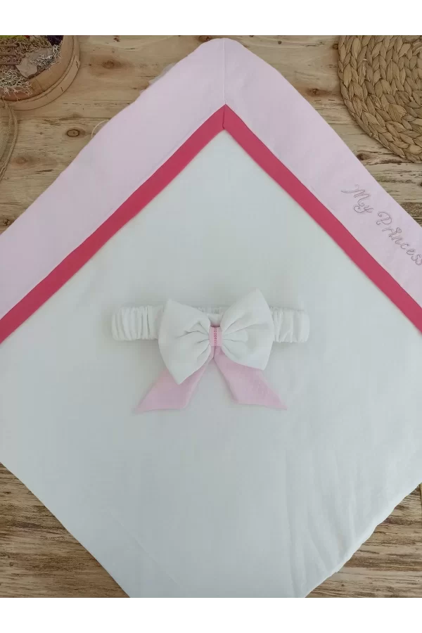 Luz&Pos Yenidoğan Bal Peteği My Prince Taç Nakışlı Delüks Kundak Bebek Battaniyesi Pembe