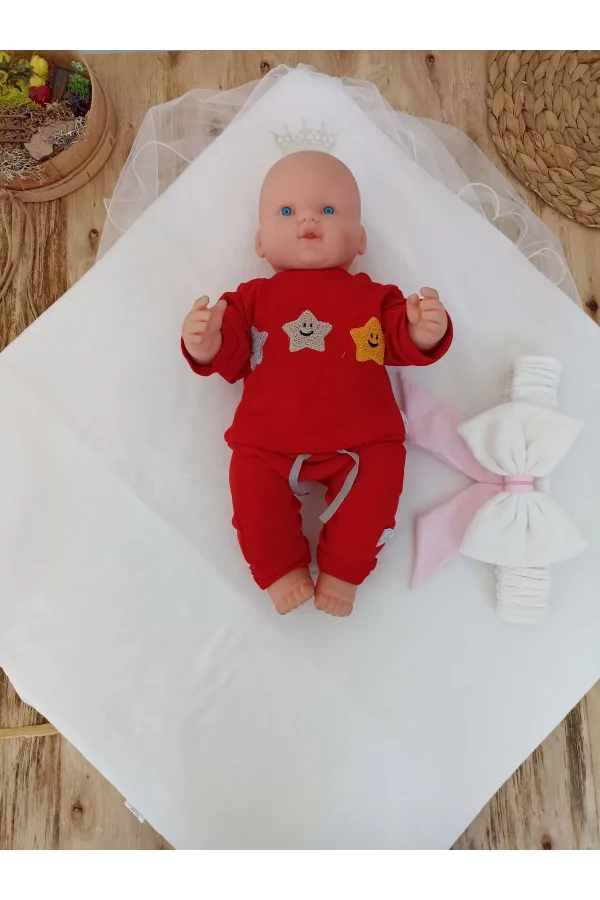 Luz&Pos Yenidoğan Bal Peteği My Prince Taç Nakışlı Delüks Kundak Bebek Battaniyesi Pembe