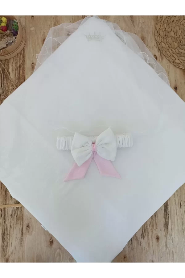 Luz&Pos Yenidoğan Bal Peteği My Prince Taç Nakışlı Delüks Kundak Bebek Battaniyesi Pembe