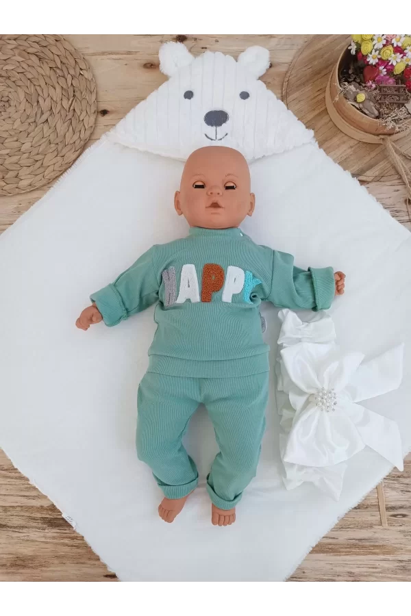 Luz&Pos Yenidoğan Beyaz Wool Yün Kumaş Ayıcık Kulaklı Kundak Bebek Battaniyesi Beyaz