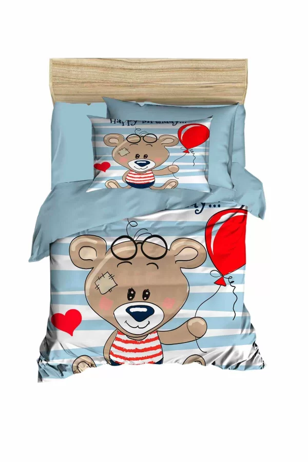 Yenidoğan Erkek Bebek Nevresim Takımı &#37;100 Pamuklu Bear Baloon