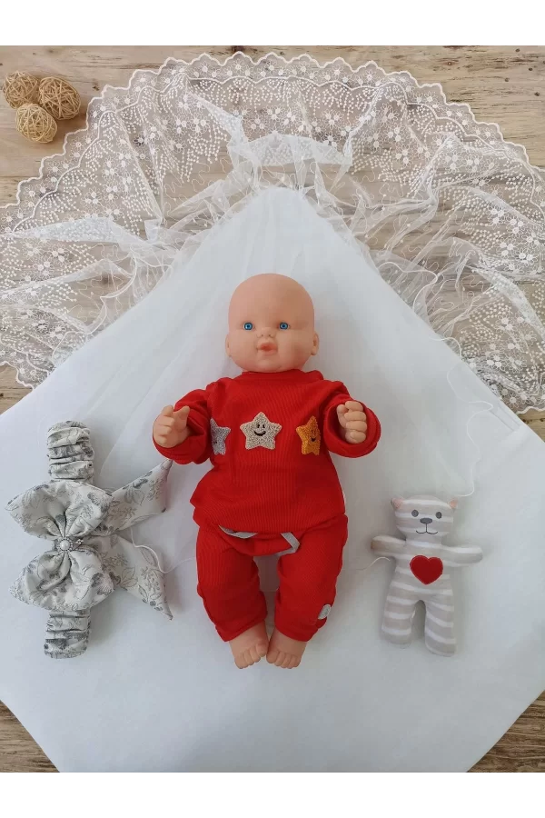 Luz&Pos Yenidoğan Gül Sedefli Duvaklı Taş Fiyonk Erkek Bebek Kumru Kundak Bebek Battaniyesi Lacivert