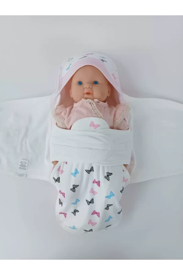 Luz&Pos Yenidoğan İlk Baharın Ceylanı Nakışlı Çıt Çıt Kapama Bebek Kundak Ekru