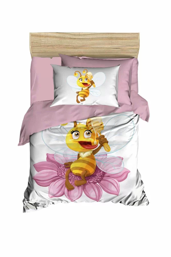 Yenidoğan Kız Bebek Nevresim Takımı &#37;100 Pamuklu  Lady Bee