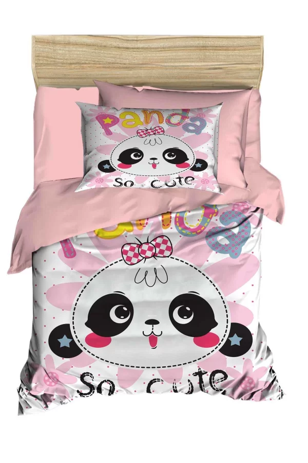 Yenidoğan Kız Bebek Nevresim Takımı &#37;100 Pamuklu Panda So Cute