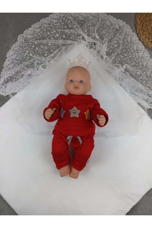 Luz&Pos Yenidoğan Kumru Plazma Taçlı Lüks Kundak Bebek Battaniyesi Ekru