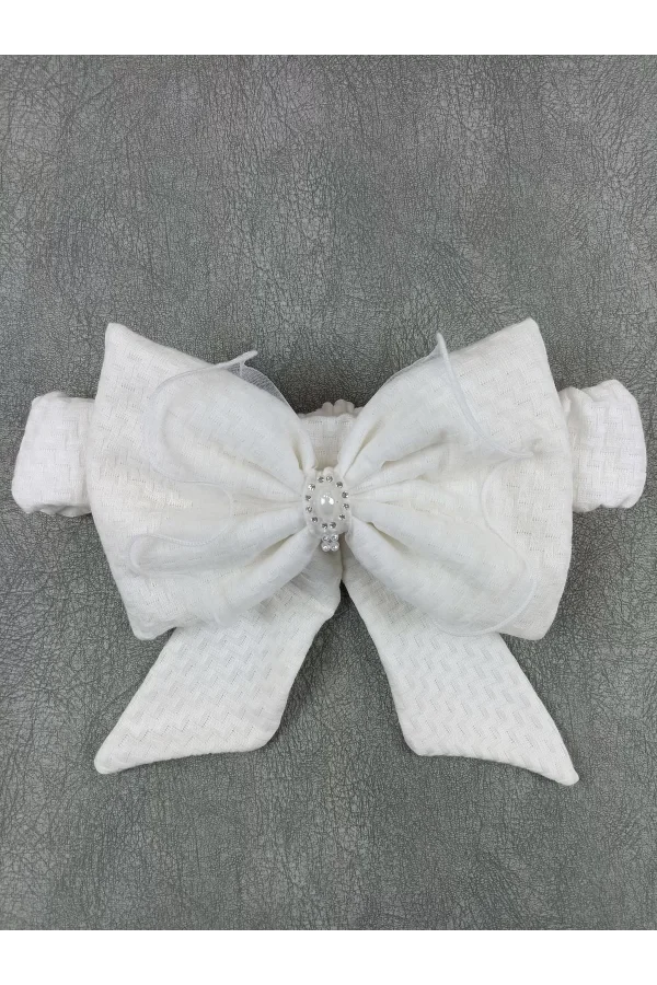 Luz&Pos Yenidoğan Kumru Soft Cotton Taç Nakışlı Trilüks Kundak Bebek Battaniyesi Ekru