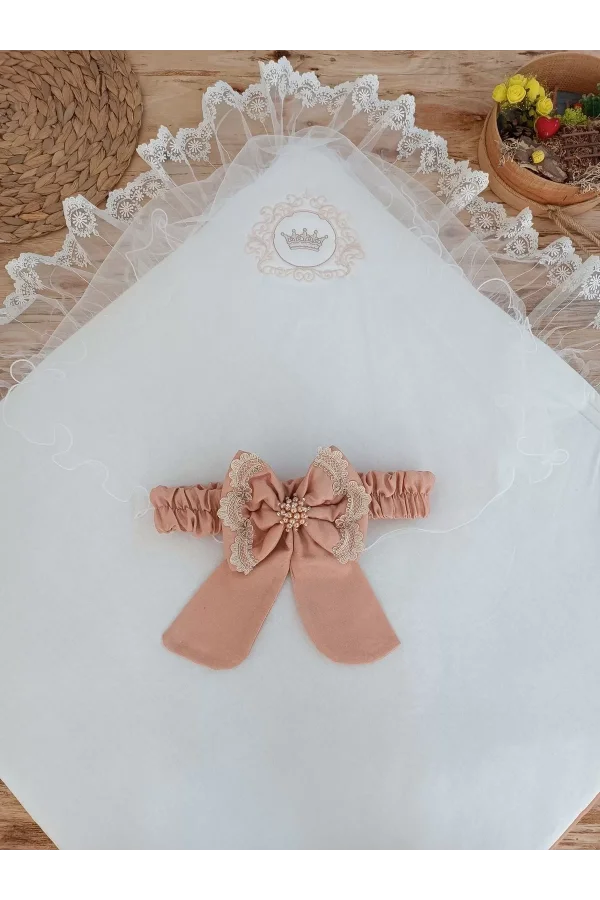 Luz&Pos Yenidoğan Pamuk Papatya Desenli Trilüks Unisex Kundak Bebek Battaniyesi Kahverengi