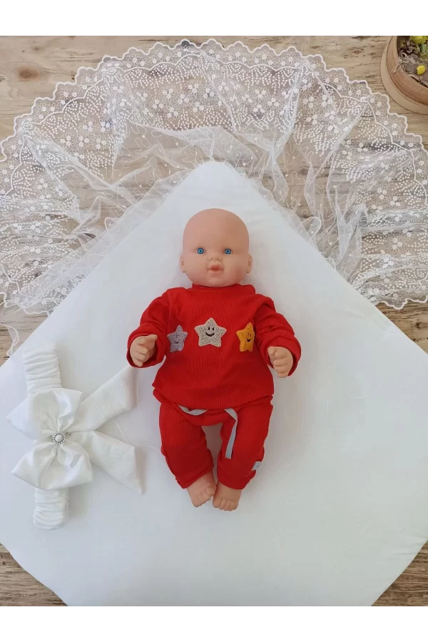Luz&Pos Yenidoğan Sahra My Prince Nakışlı Lüks Kundak Bebek Battaniyesi Ekru