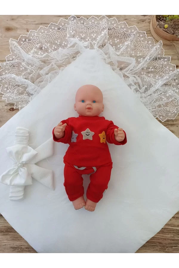 Luz&Pos Yenidoğan Sahra My Princess Nakışlı Lüks Kundak Bebek Battaniyesi Ekru
