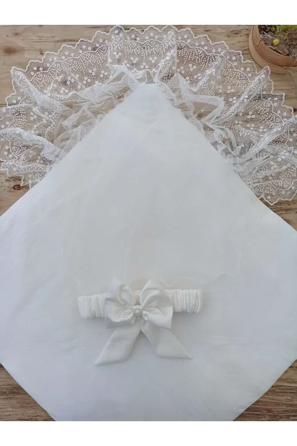 Luz&Pos Yenidoğan Sahra My Princess Nakışlı Lüks Kundak Bebek Battaniyesi Ekru