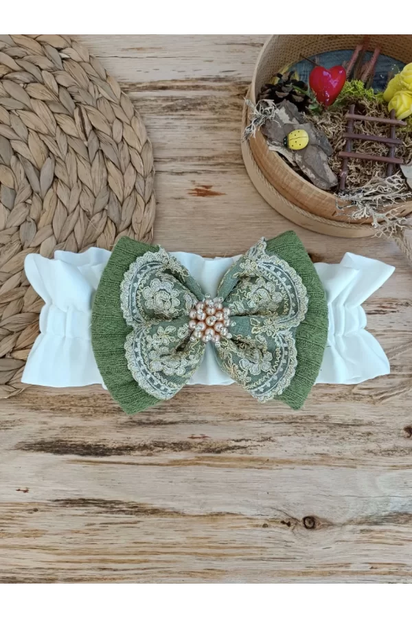 Luz&Pos Yenidoğan Teri Cotton Taç Nakışlı Prizma Taş Kundak Bebek Battaniyesi Yeşil