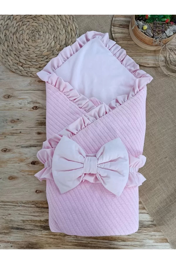 Luz&Pos Yenidoğan Tericotton Kumaş Multi Mevsimlik Bebek Battaniyesi Kundak Pembe