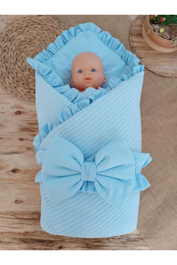 Luz&Pos Yenidoğan Tericotton Kumaş Multi Mevsimlik Bebek Battaniyesi Kundak Mavi