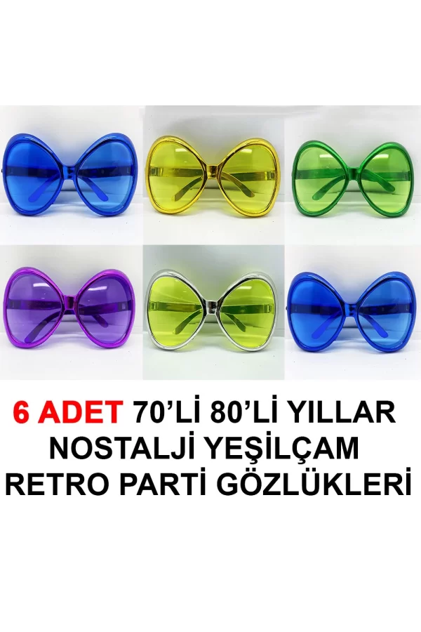 Yeşilçam Retro Parti Gözlükleri 6 Adet