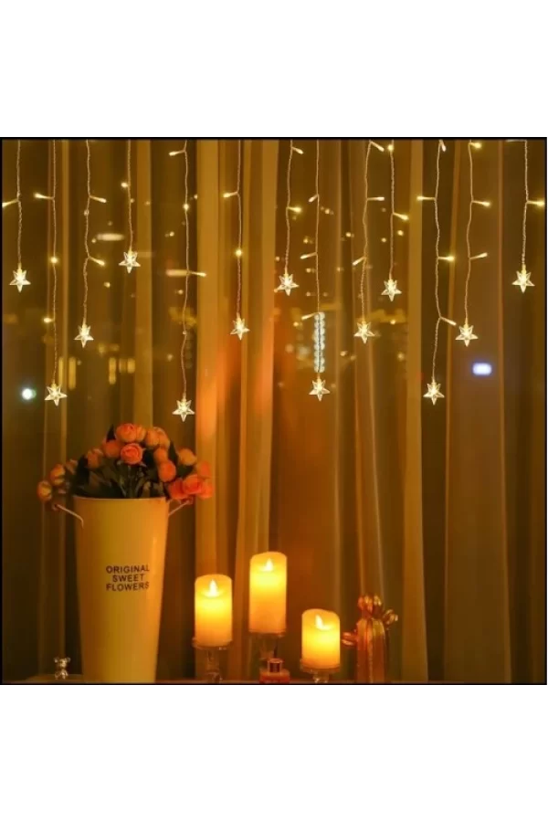 Yıldız 4m 96 Led 19 Saçak 40-50-60cm Gün Işığı yıldız boyutu:7cm