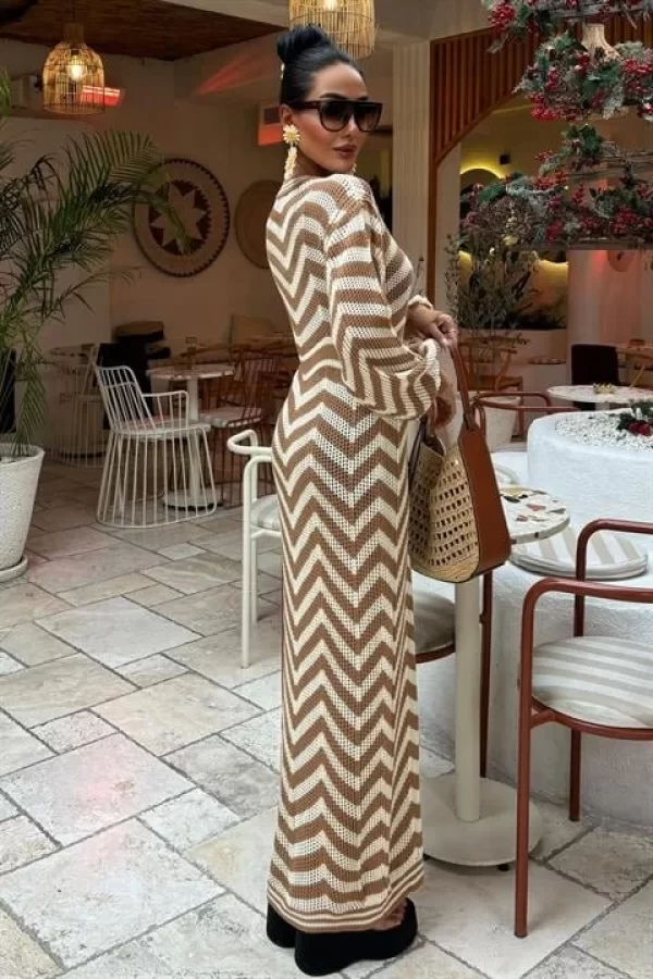 Yırtmaç Detaylı Triko Elbise 2855