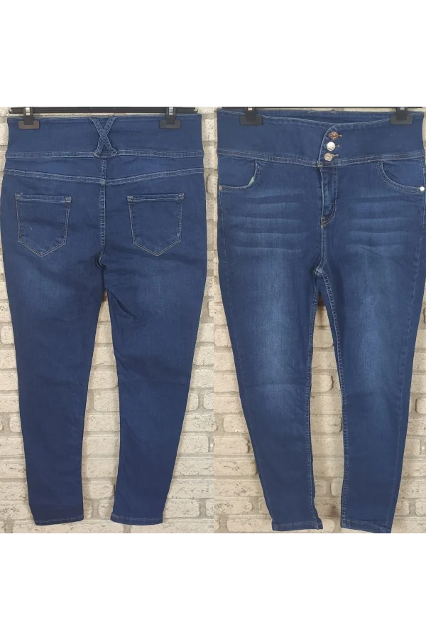 Yüksek Bel Likralı Jean Pantolon 90 Cm