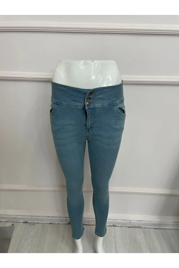 Yüksek Bel Likralı Jean Pantolon 90 Cm