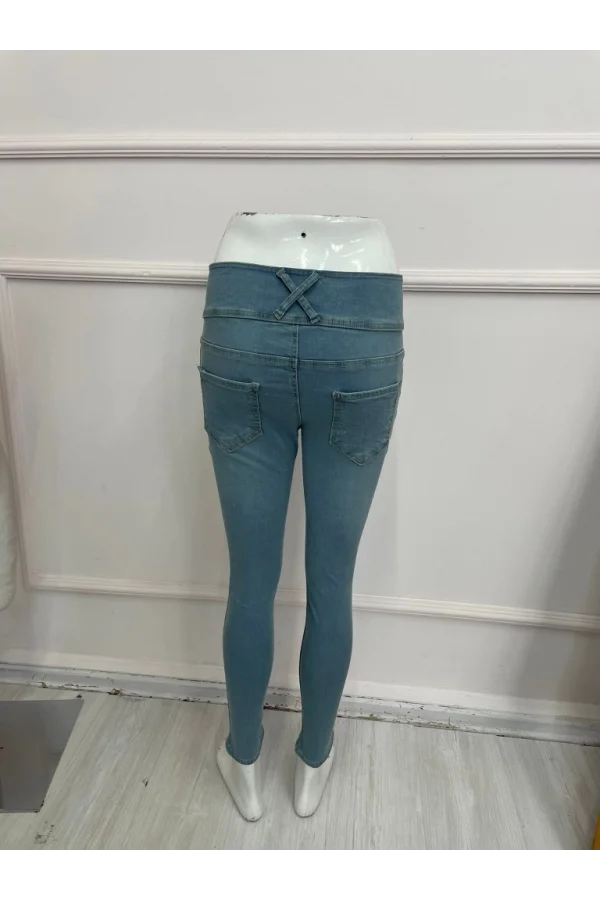 Yüksek Bel Likralı Jean Pantolon 90 Cm