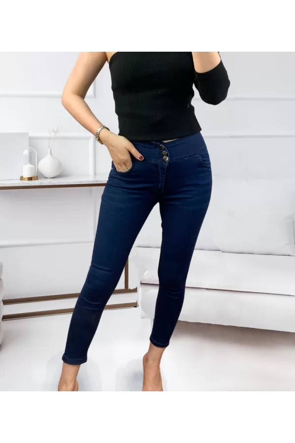 Yüksek Bel Likralı Jean Pantolon 90 Cm