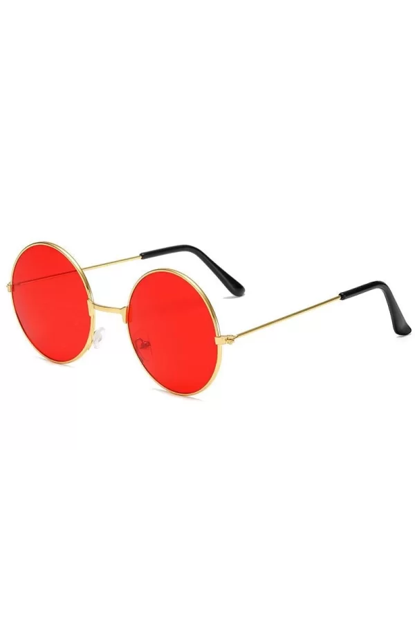 Yulak Cam John Lennon Tarzı Gold Çerçeveli Kırmızı Gözlük