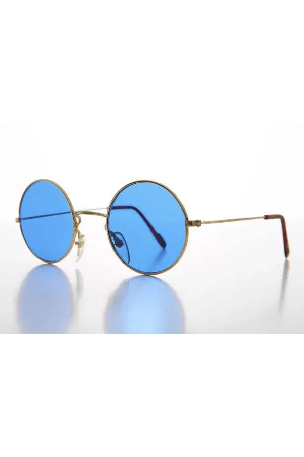 Yulak Cam John Lennon Tarzı Gold Çerçeveli Mavi Gözlük