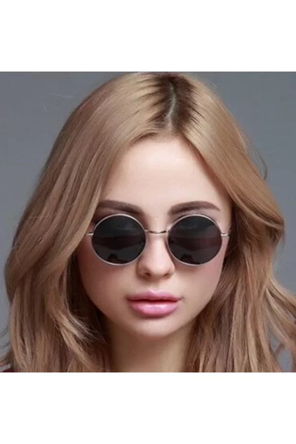 Yulak Cam John Lennon Tarzı Gümüş Çerçeveli Siyah Gözlük