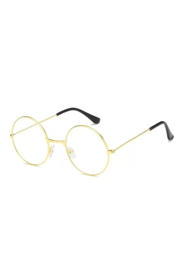Yulak Cam John Lennon Tarzı Hippi İmaj Gold Çerçeveli Şeffaf Gözlük