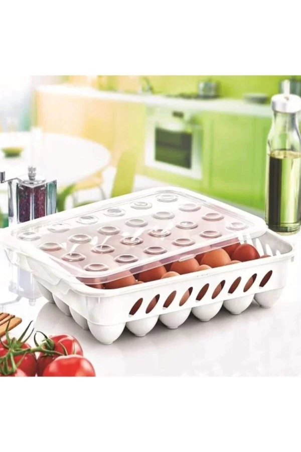 Yumurta Kapalı Saklama Kabı 24lü Beyaz