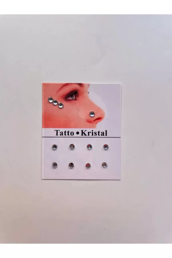 Yüz Taşı Kristal - Burun, Vücut Taşı, Tattoo Makyaj Taşı, Yapışkanlı, 12 Adet