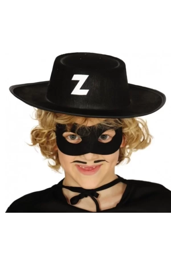 Z Logolu Zorro Şapkası Ve Zorro Maskesi Çocuk Boy