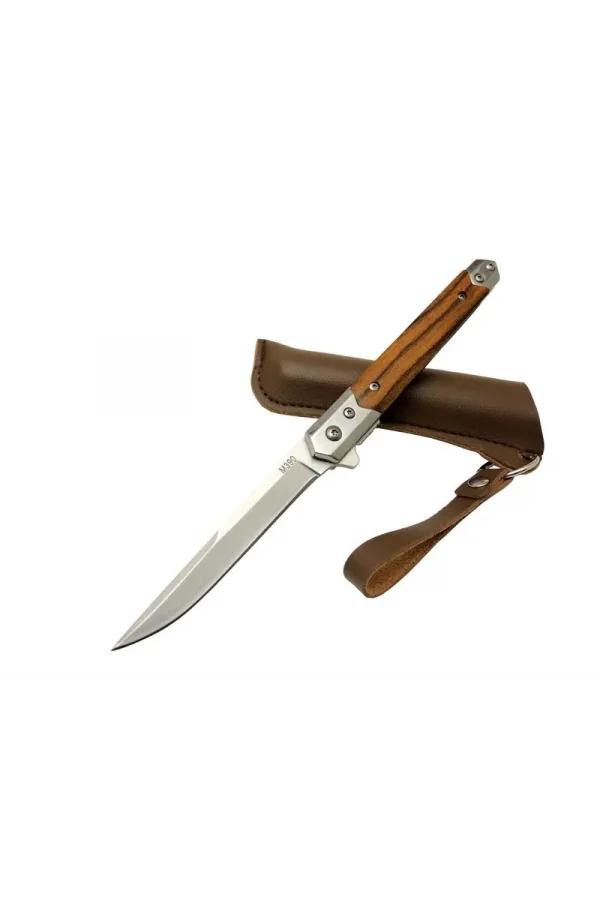 Zbr M390 1-37 Kahverengi Kamp Çakısı 21cm - Manuel, Ahşap Sap, Kılıflı