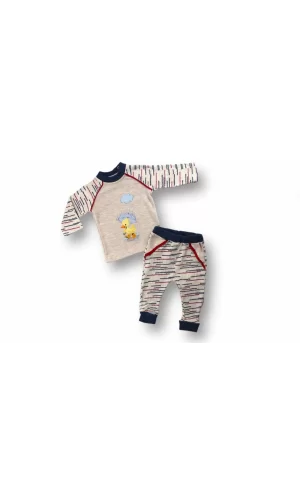 Luz&Pos 0-3 3-6 6-9 Ay Şemsiyeli Ördek Nakışlı Uzun Kollu Sweatli 2li Kız-erkek Bebek Takımı Mavi
