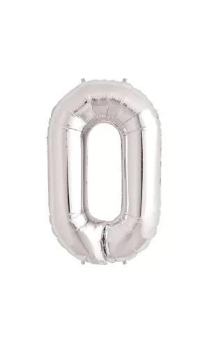 0 Rakam Folyo Balon Gümüş  40 İnç
